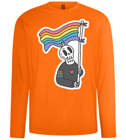 Rainbow Flag Skull Design - Comfort men's long sleeve t-shirt_ORANGE_front