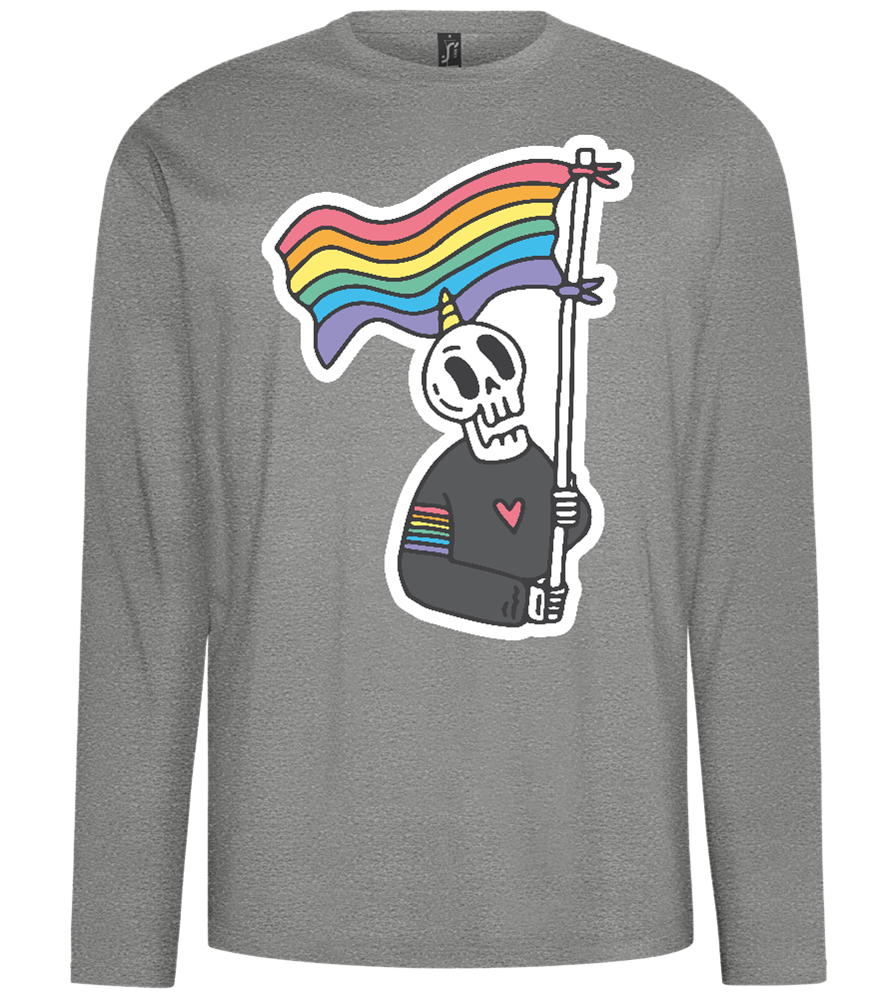 Rainbow Flag Skull Design - Comfort men's long sleeve t-shirt_ORION GREY_front