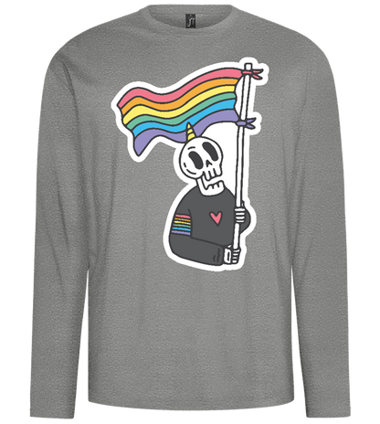 Rainbow Flag Skull Design - Comfort men's long sleeve t-shirt_ORION GREY_front