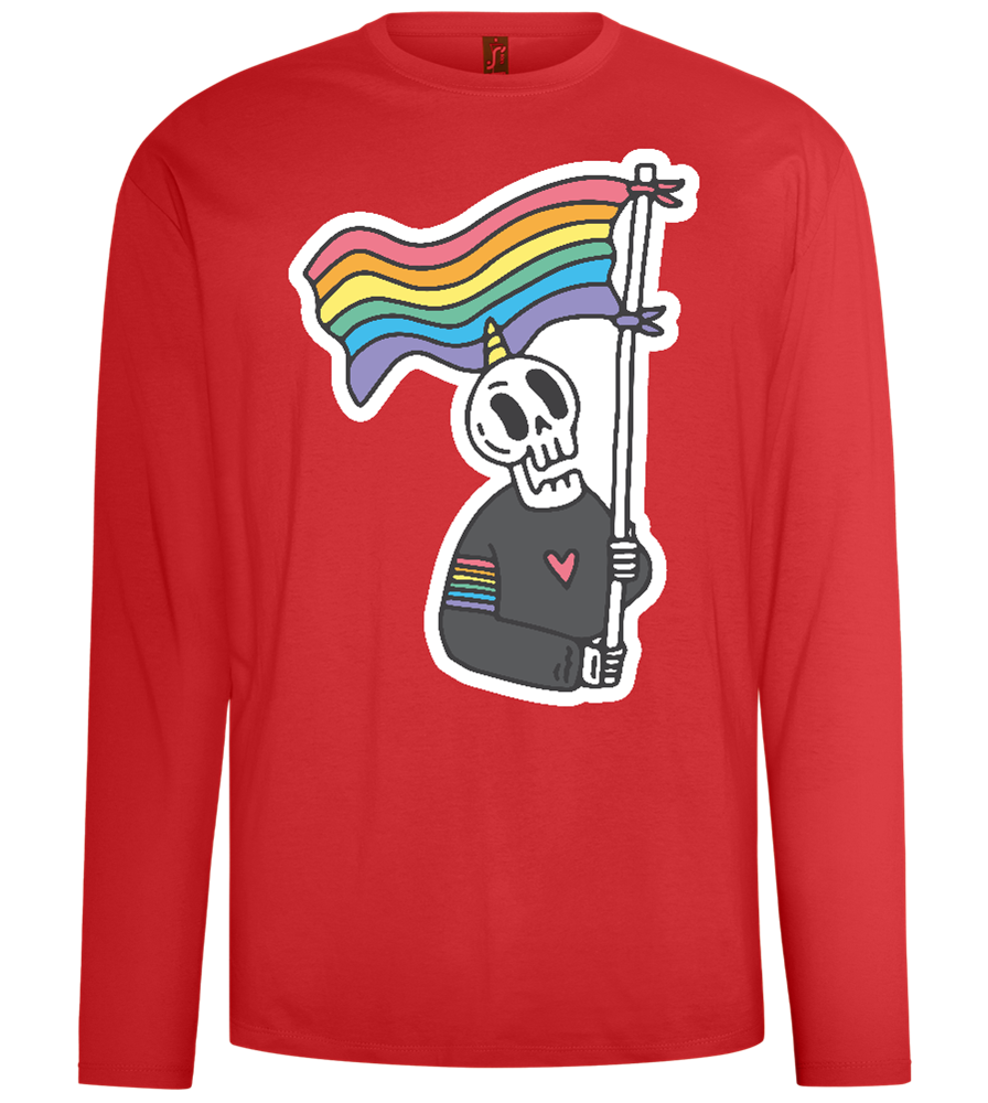 Rainbow Flag Skull Design - Comfort men's long sleeve t-shirt_RED_front