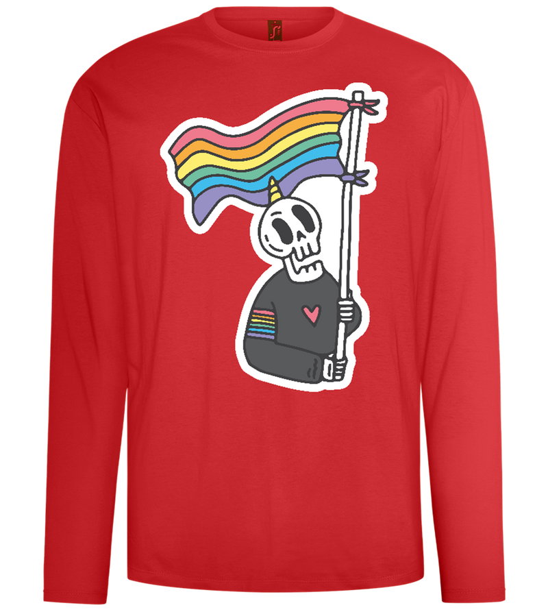 Rainbow Flag Skull Design - Comfort men's long sleeve t-shirt_RED_front