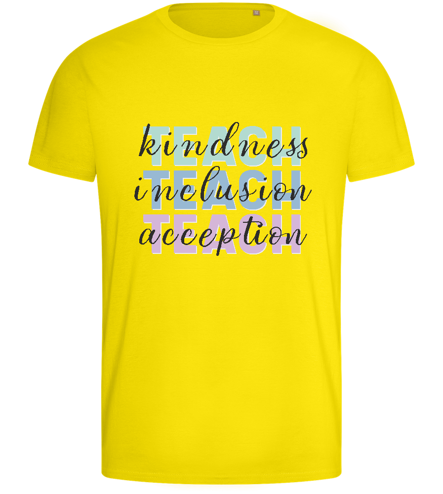 Kindness Inclusion Acception Design - Basic men's fitted t-shirt_YELLOW_front