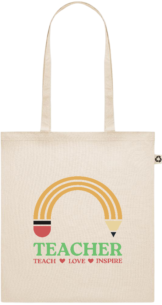 Teacher Pencil Design - Recycled cotton shopping bag_BEIGE_front