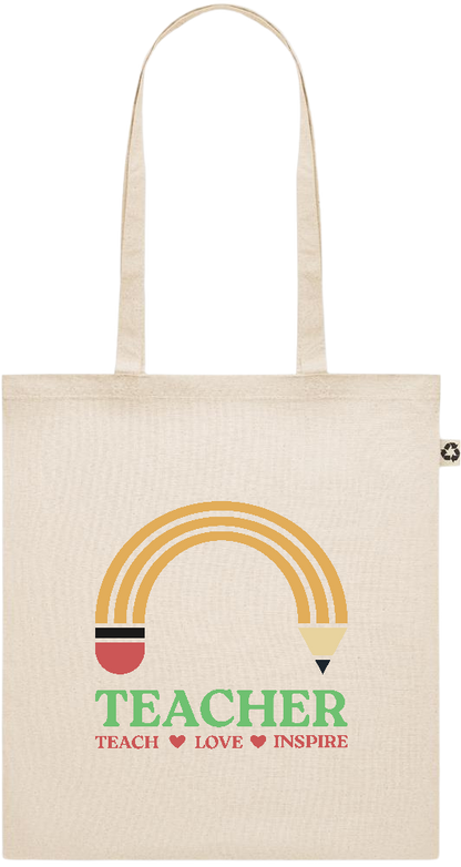 Teacher Pencil Design - Recycled cotton shopping bag_BEIGE_front