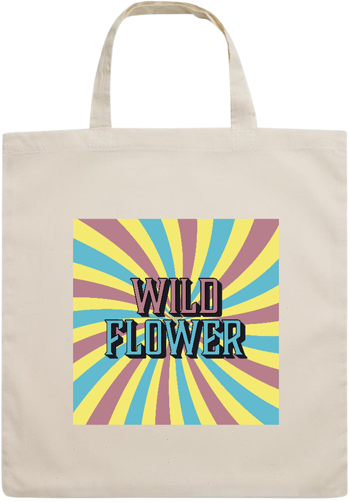 Wild Flower Design - Essential short handle cotton tote bag_BEIGE_front