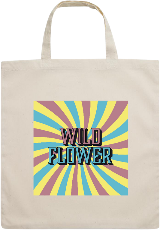 Wild Flower Design - Essential short handle cotton tote bag_BEIGE_front