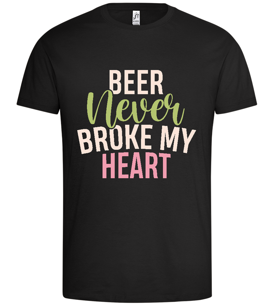 Beer Never Breaks Hearts Design - Premium men's t-shirt_DEEP BLACK_front