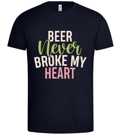 Beer Never Breaks Hearts Design - Premium men's t-shirt_FRENCH NAVY_front