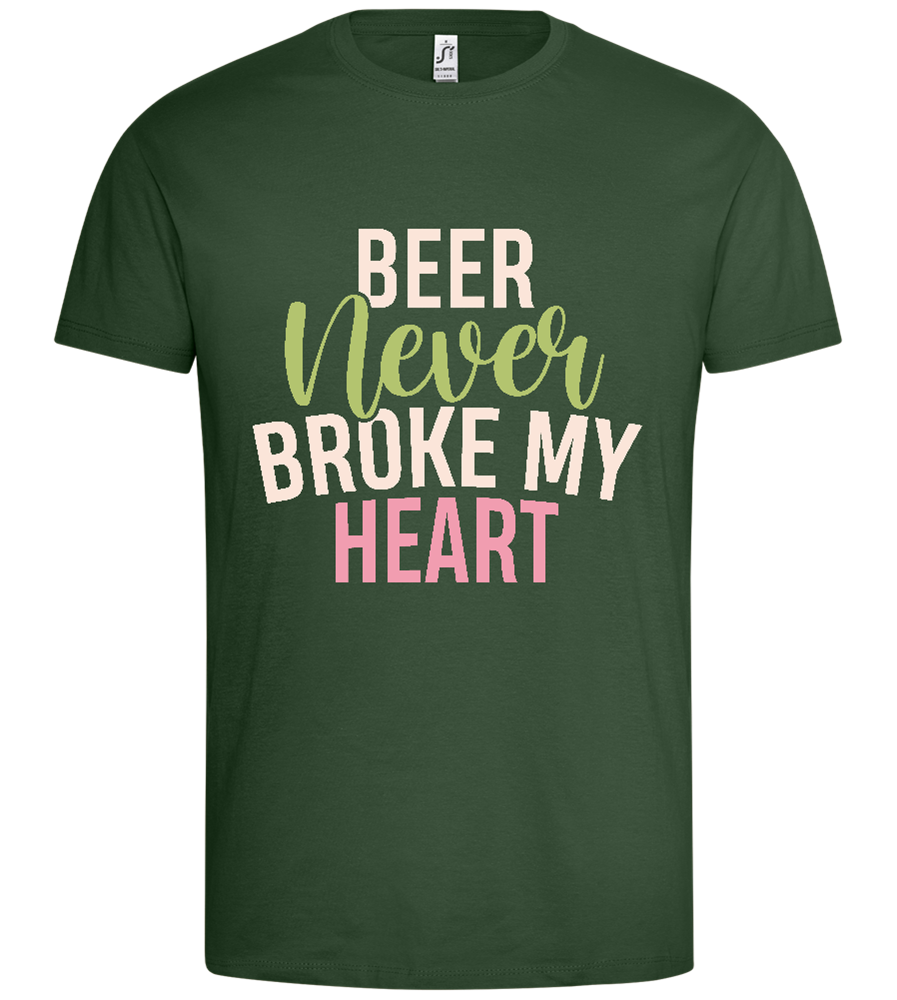 Beer Never Breaks Hearts Design - Premium men's t-shirt_GREEN BOTTLE_front