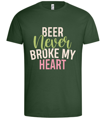 Beer Never Breaks Hearts Design - Premium men's t-shirt_GREEN BOTTLE_front