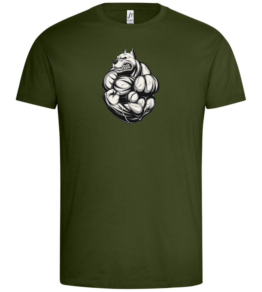 Flexing Dog Design - Premium men's t-shirt_ARMY_front