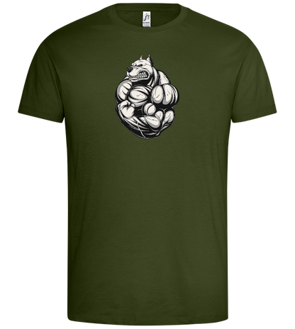 Flexing Dog Design - Premium men's t-shirt_ARMY_front