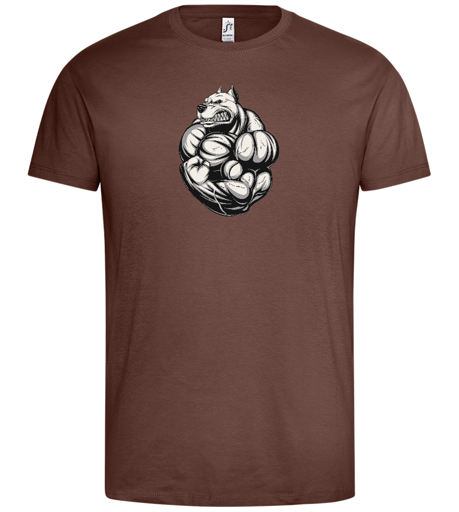 Flexing Dog Design - Premium men's t-shirt_CHOCOLATE_front