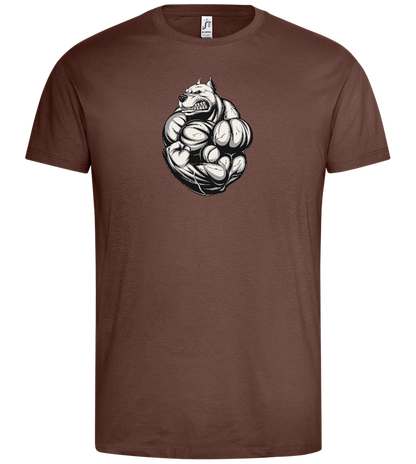 Flexing Dog Design - Premium men's t-shirt_CHOCOLATE_front