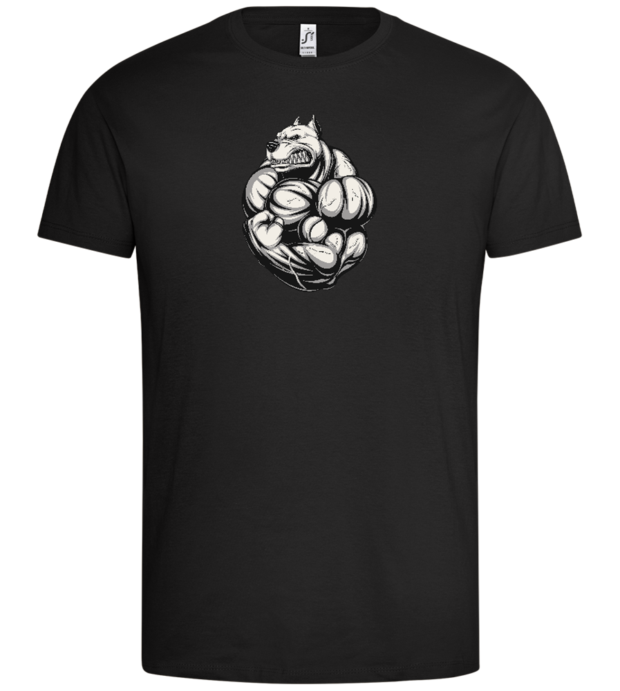 Flexing Dog Design - Premium men's t-shirt_DEEP BLACK_front