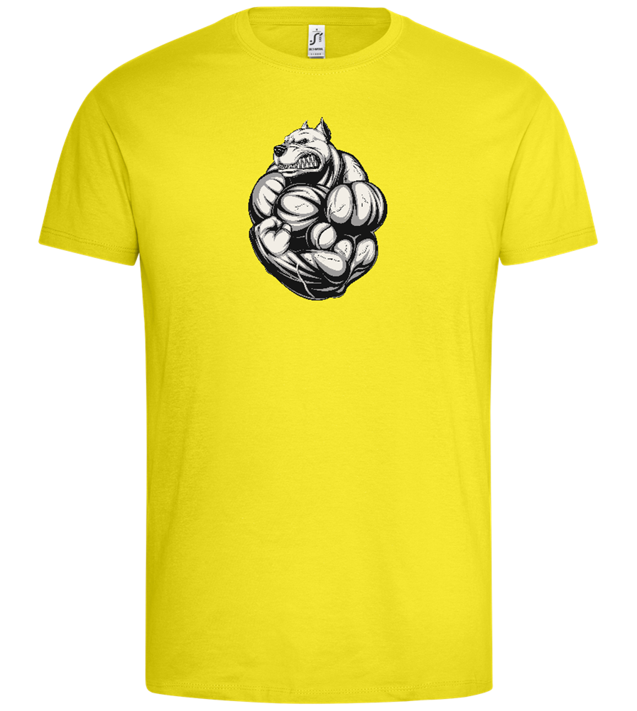 Flexing Dog Design - Premium men's t-shirt_LEMON_front