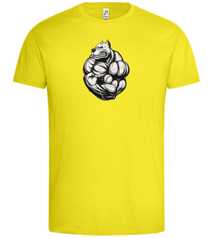 Flexing Dog Design - Premium men's t-shirt_LEMON_front