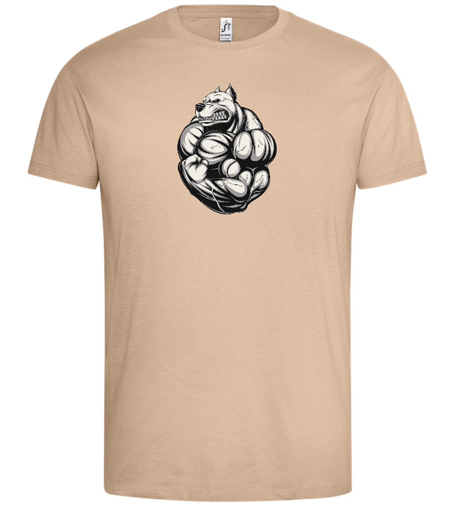 Flexing Dog Design - Premium men's t-shirt_SAND_front