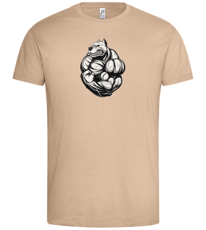 Flexing Dog Design - Premium men's t-shirt_SAND_front