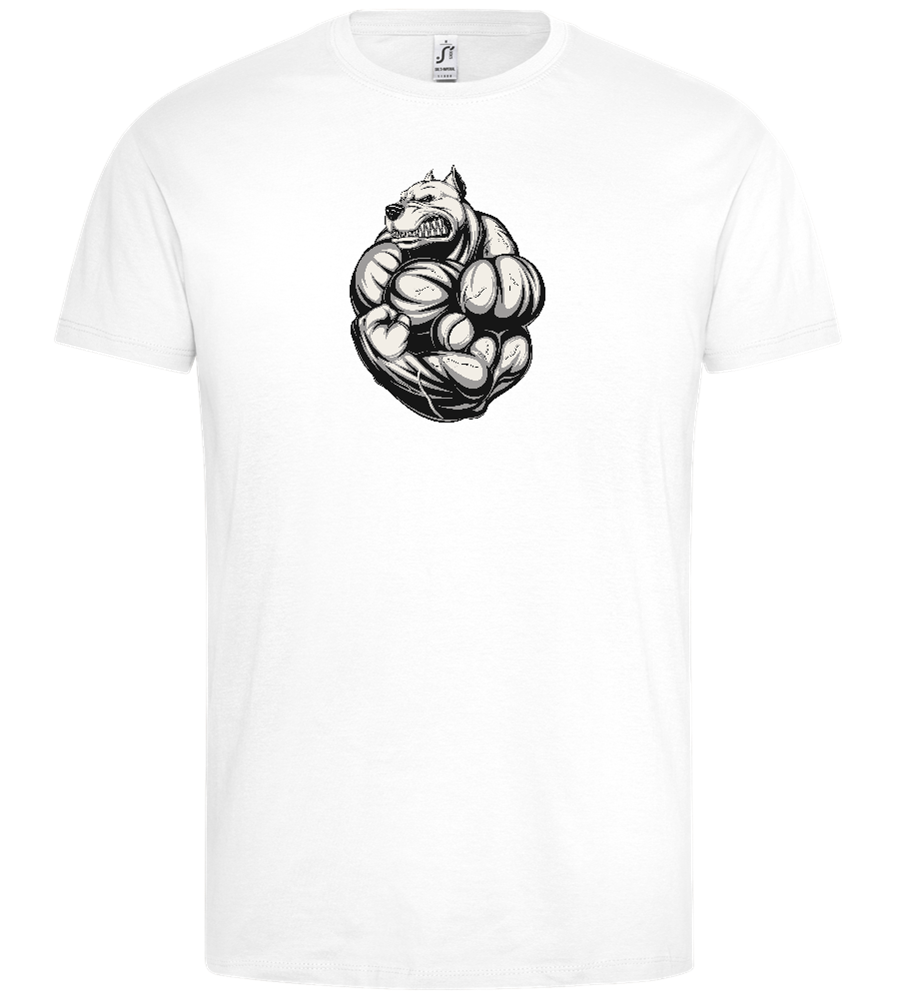 Flexing Dog Design - Premium men's t-shirt_WHITE_front