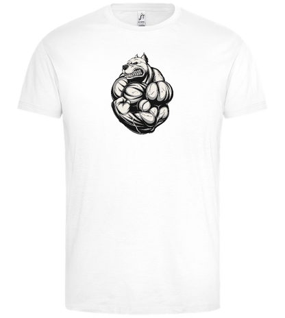 Flexing Dog Design - Premium men's t-shirt_WHITE_front