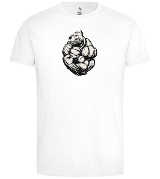 Flexing Dog Design - Premium men's t-shirt_WHITE_front