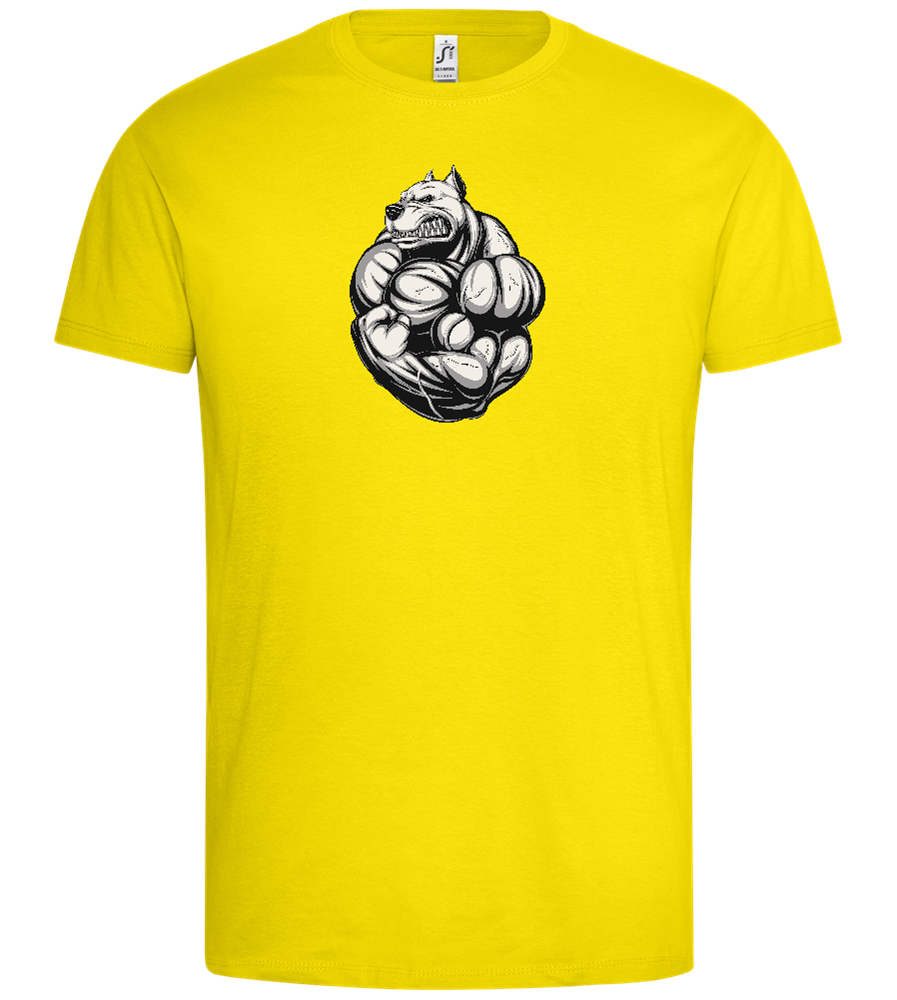 Flexing Dog Design - Premium men's t-shirt_YELLOW_front