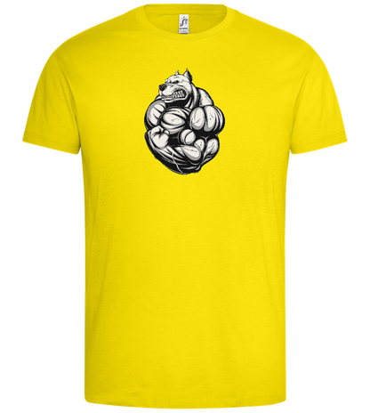 Flexing Dog Design - Premium men's t-shirt_YELLOW_front