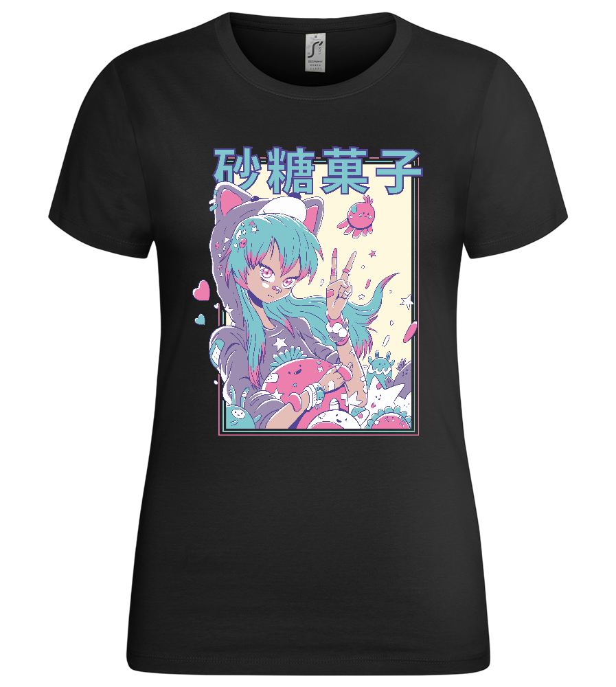 Pastel Fever Design - Premium women's t-shirt_DEEP BLACK_front