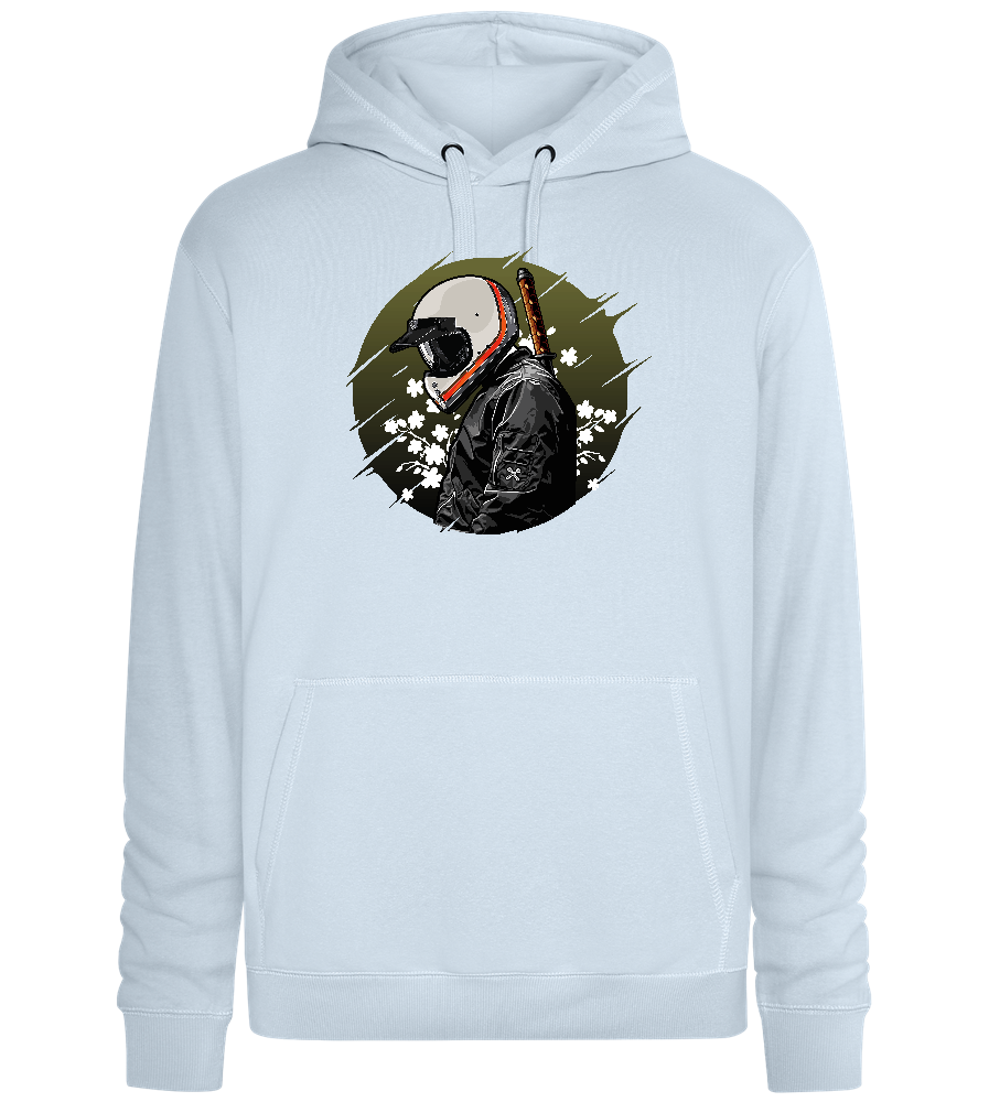 Samurai Bike Design - Premium unisex hoodie_CREAMY BLUE_front