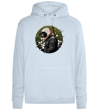 Samurai Bike Design - Premium unisex hoodie_CREAMY BLUE_front