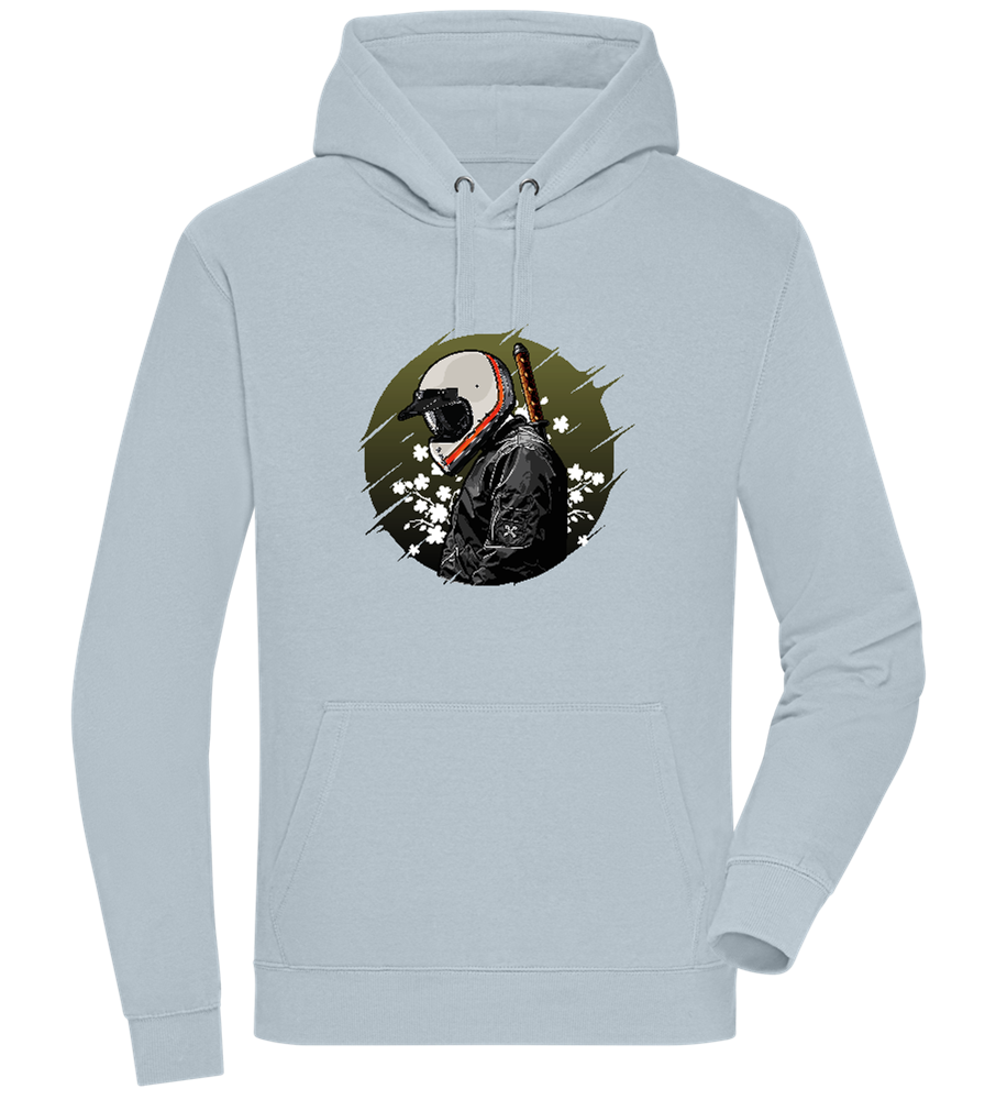 Samurai Bike Design - Premium unisex hoodie_CREAMY BLUE_front