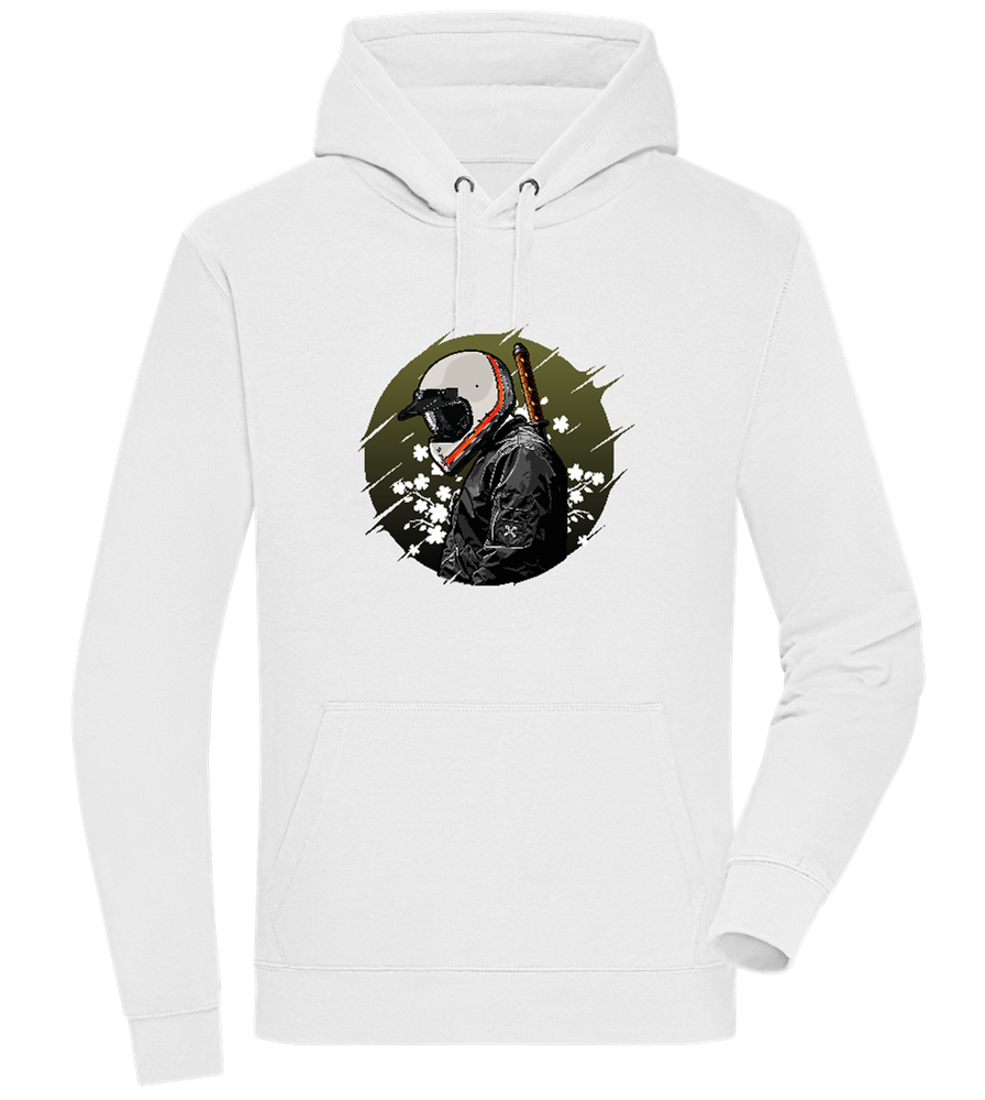 Samurai Bike Design - Premium unisex hoodie_WHITE_front