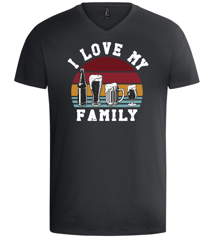 I Love My Family Design - Basic men's v-neck t-shirt_DARK GRAY_front