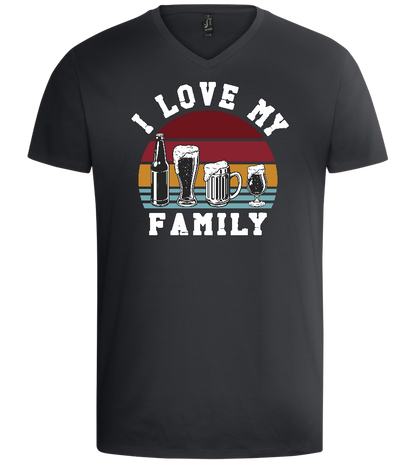 I Love My Family Design - Basic men's v-neck t-shirt_DARK GRAY_front