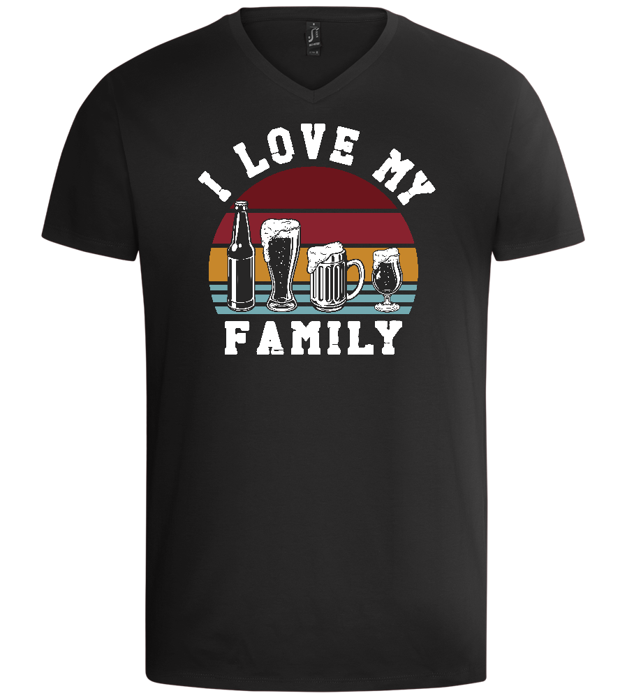 I Love My Family Design - Basic men's v-neck t-shirt_DEEP BLACK_front