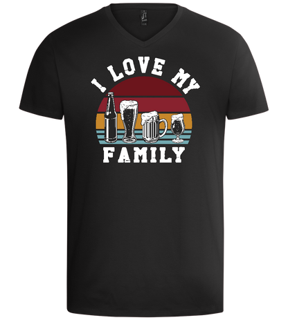 I Love My Family Design - Basic men's v-neck t-shirt_DEEP BLACK_front