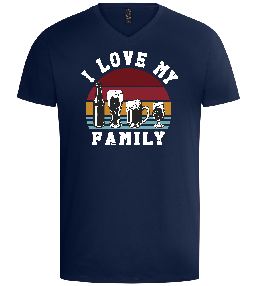 I Love My Family Design - Basic men's v-neck t-shirt_MARINE_front