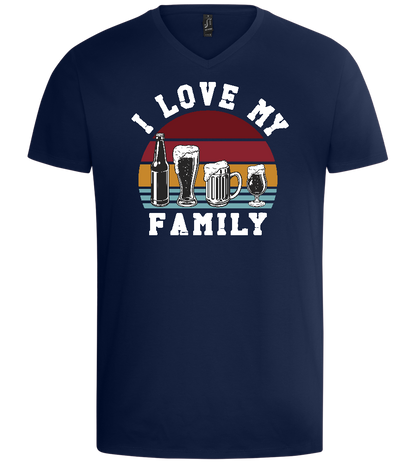 I Love My Family Design - Basic men's v-neck t-shirt_MARINE_front