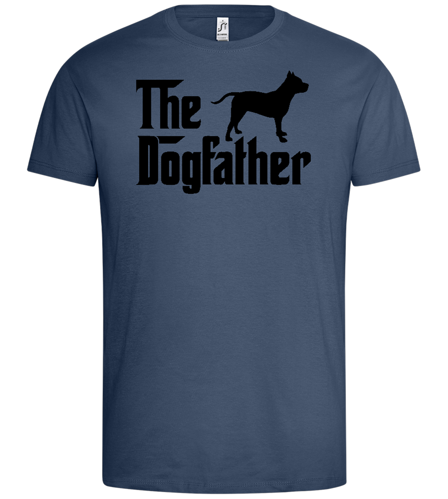 Dogfather Silhouette Design - Premium men's t-shirt_DENIM_front