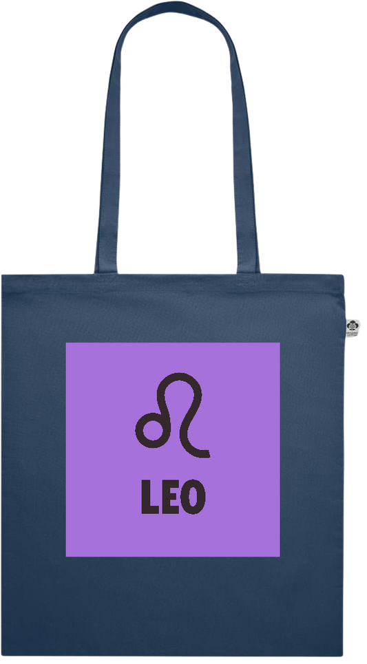 Zodiac Leo Design - Premium colored organic cotton shopping bag_BLUE_front