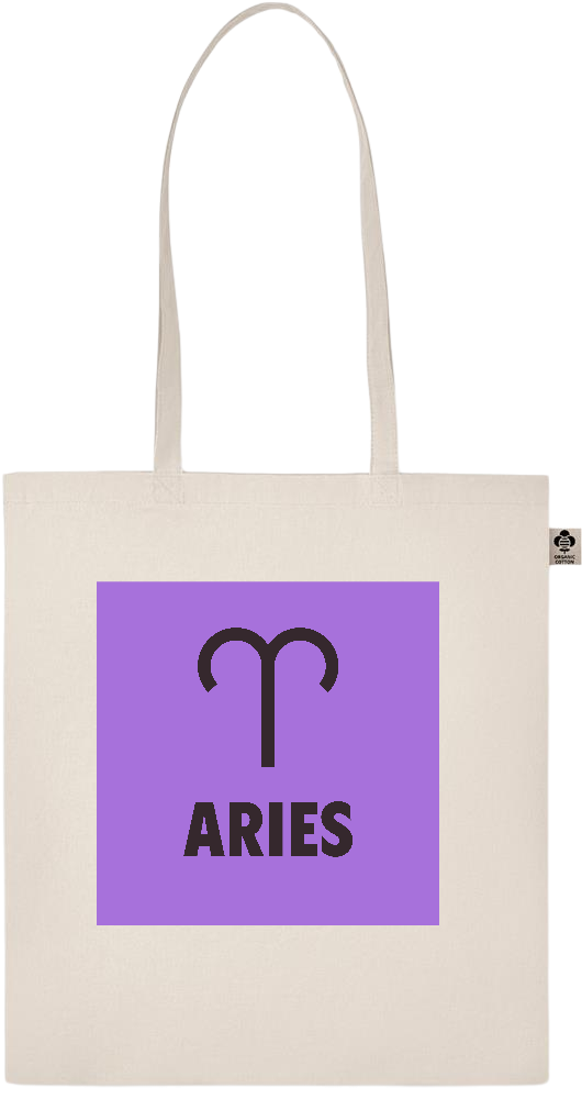 Zodiac Aries Design - Basic organic cotton shopping bag_BEIGE_front