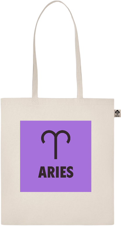 Zodiac Aries Design - Basic organic cotton shopping bag_BEIGE_front