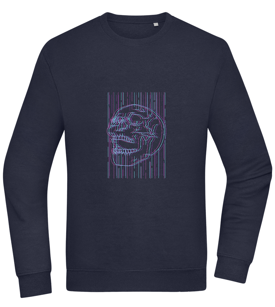 Neon Lines Skull Design - Comfort Essential Unisex Sweater_FRENCH NAVY_front