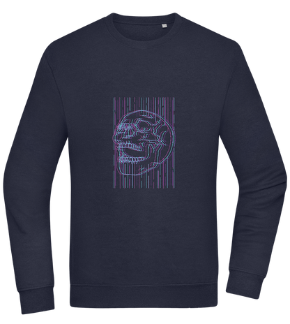 Neon Lines Skull Design - Comfort Essential Unisex Sweater_FRENCH NAVY_front