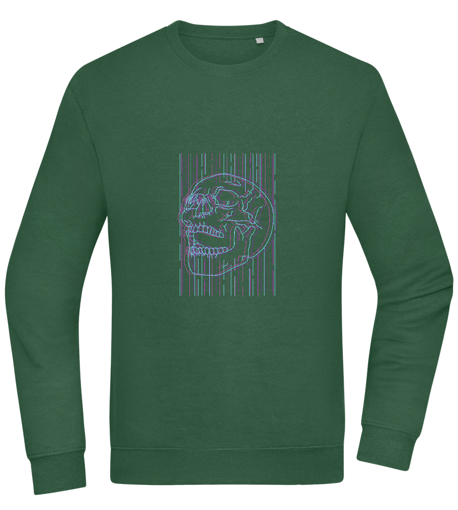 Neon Lines Skull Design - Comfort Essential Unisex Sweater_GREEN BOTTLE_front