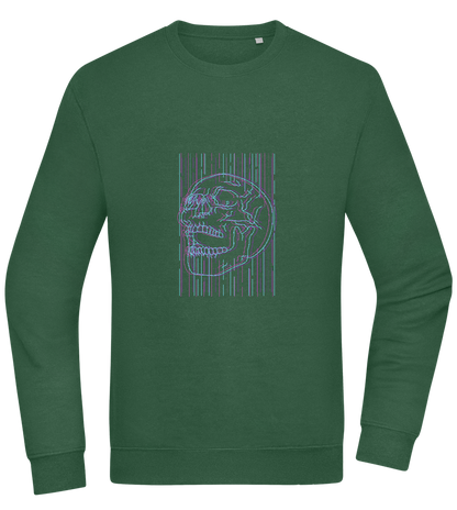 Neon Lines Skull Design - Comfort Essential Unisex Sweater_GREEN BOTTLE_front