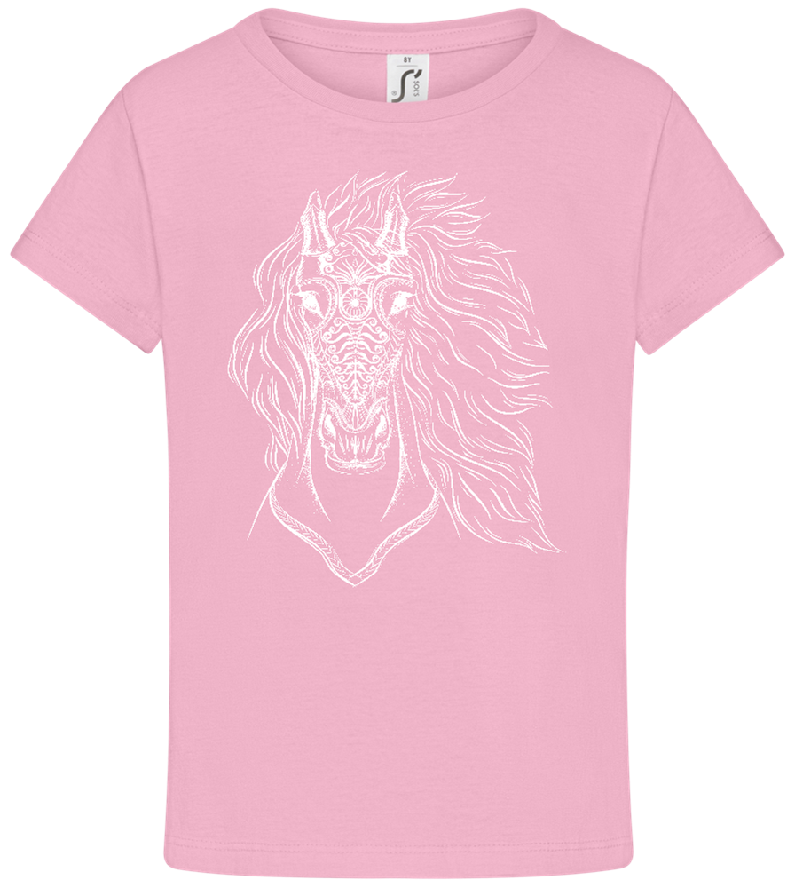 White Abstract Horsehead Design - Comfort girls' t-shirt_PINK ORCHID_front