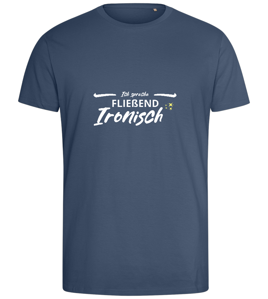 Fluently Ironic Design - Comfort men's fitted t-shirt_DENIM_front