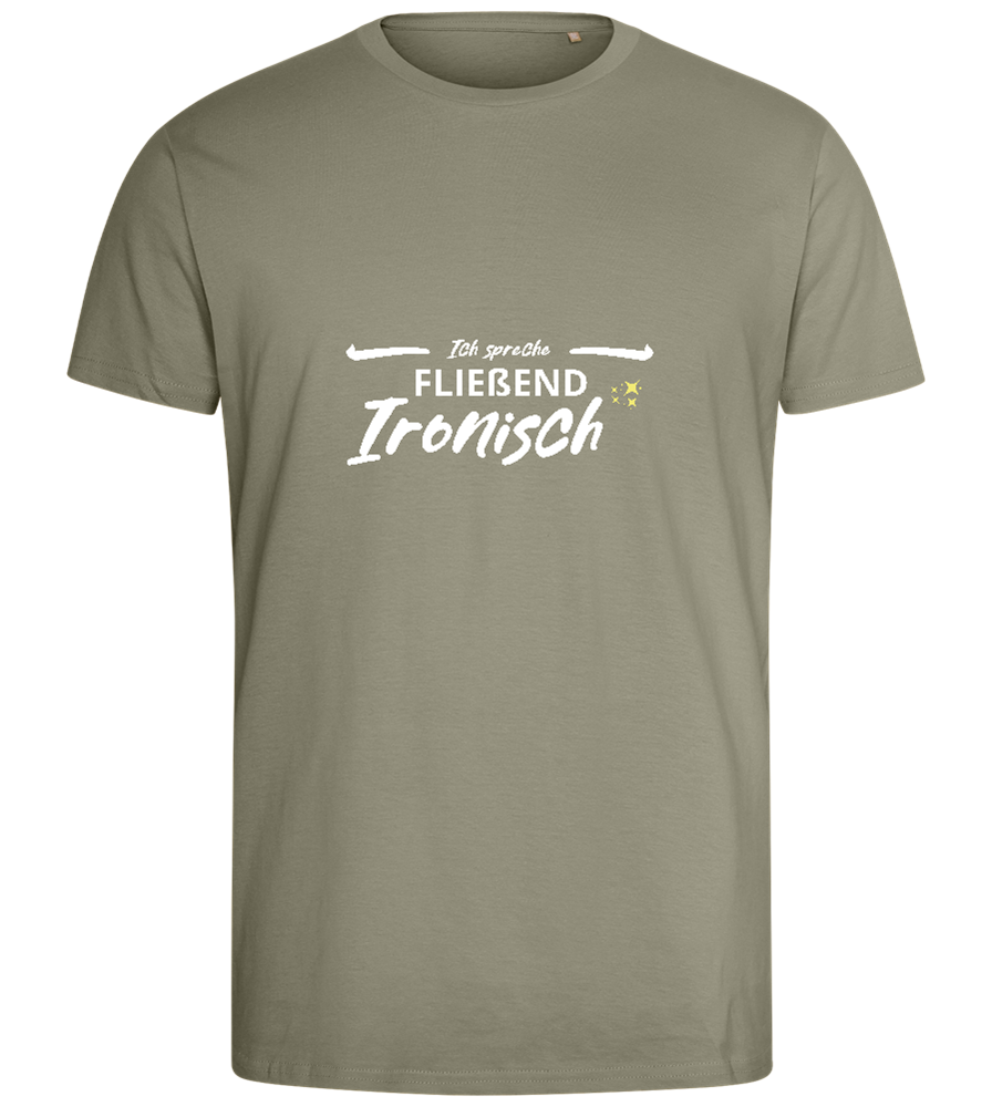 Fluently Ironic Design - Comfort men's fitted t-shirt_KHAKI_front